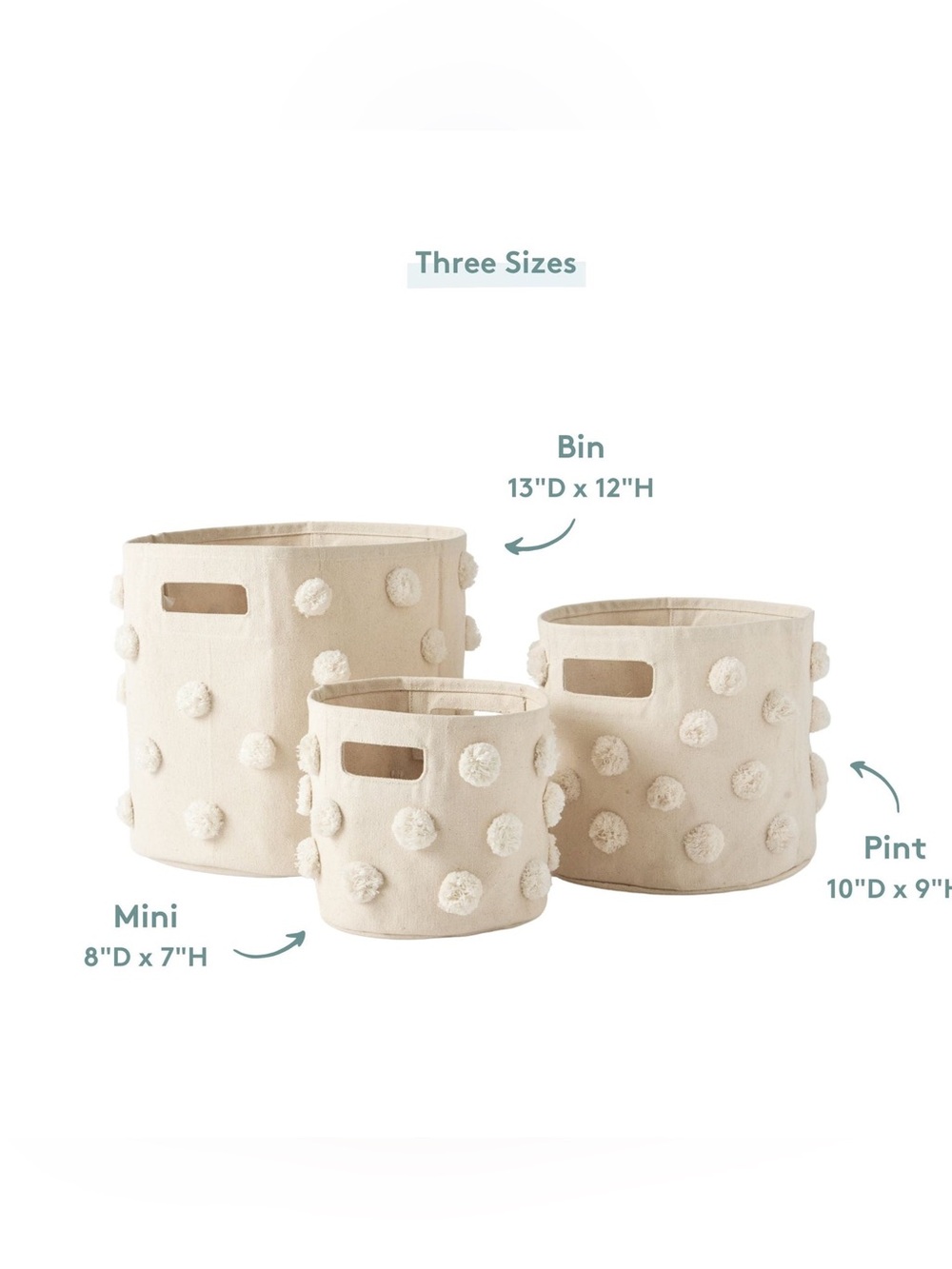 Pehr Pom-Pom Canvas Storage Basket - Set of 3